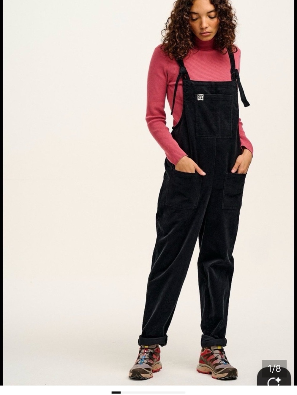 Lucy & Yak Black Corduroy Dungaree Jumpsuit USA: 4 Long UK:8Long